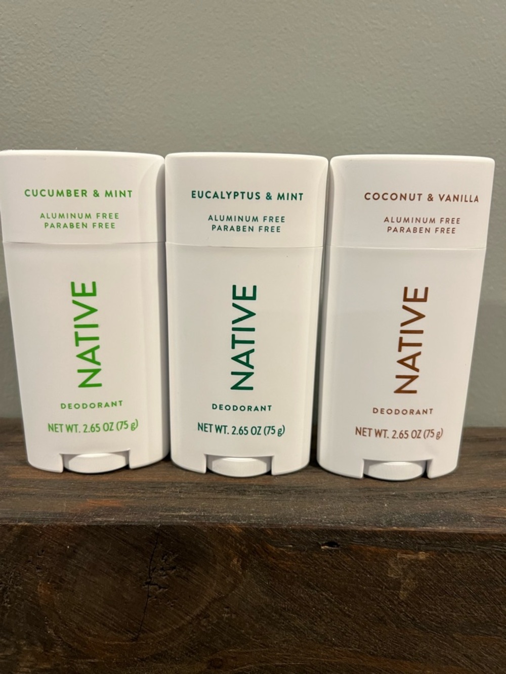 Lot of 3 Native Deodorant Cucumber Mint Eucalyptus Mint Coconut Vanilla 2.65 Oz
